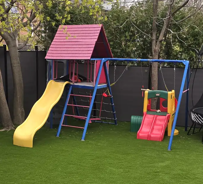 Playground with artificial turf
